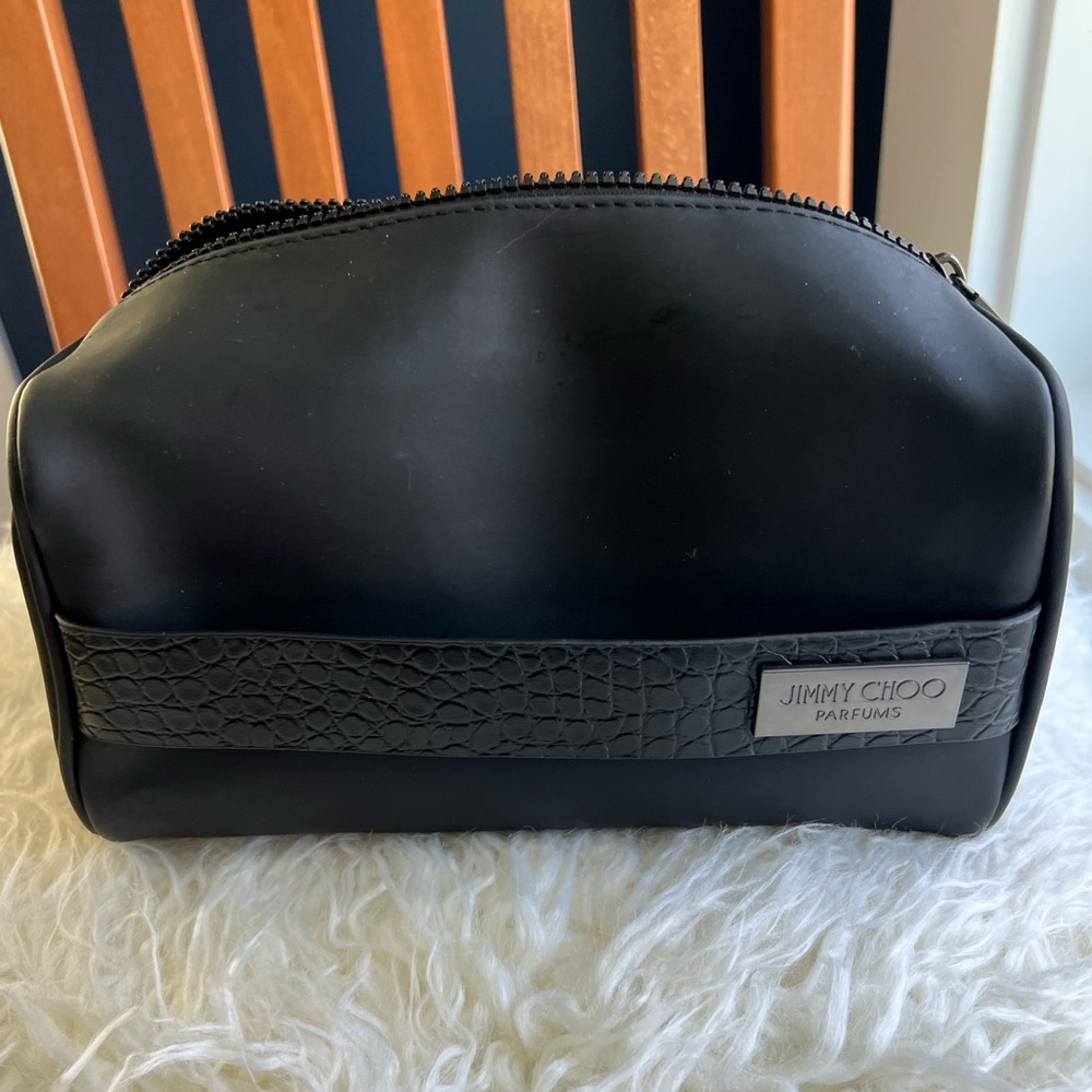 Jimmy Choo Black Men's Toiletry Pouch with Textured Band